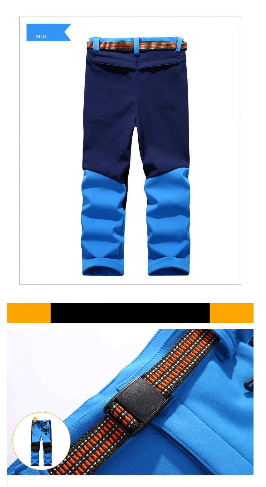 Neue frühling winddicht wasserdichte kinder im freien kinder hosen jungen mädchen softshell hosen warme jugendliche klettern hosen jogginghose – Detail 8