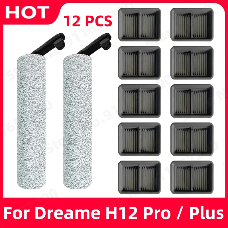 

For Dreame H12 Pro / Plus Spare Parts Wet Dry Vacuum Cleaner Soft Roller Brush Hepa Filter Replacement Accessories