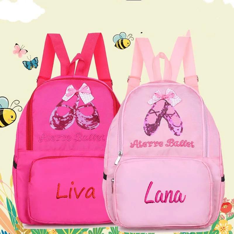 

Embroidery Bag Personalized Kids Dance Backpack for Girls Ballerina Pink Duffel for Ballet Class Crossbody Ballet Shoulder Bags