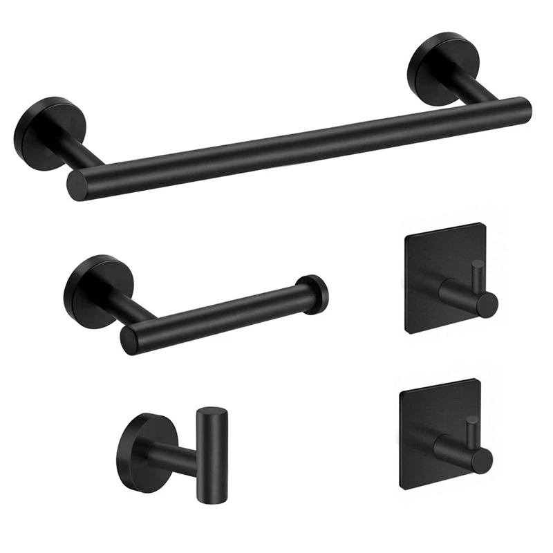 

Matte Black Bathroom Accessories Set SUS304 Stainless Steel Bathroom Hardware Set Bathroom Towel Bar Bathroom Hardware Pendant