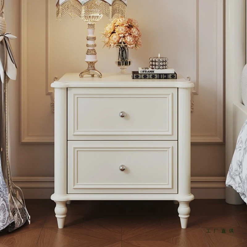 

French solid wood bedside table bedroom light luxury small apartment bedside side cabinet