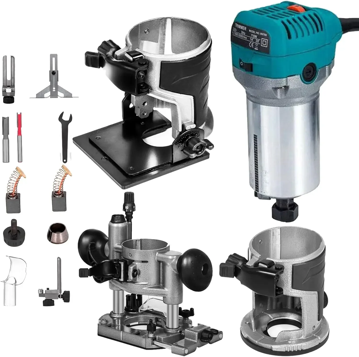 

Compact Router 1.25HP With Fixed Base, Plunge Base and Tilt Base, Variable Speed Wood Router Kit Max Torque 30,000RPM For
