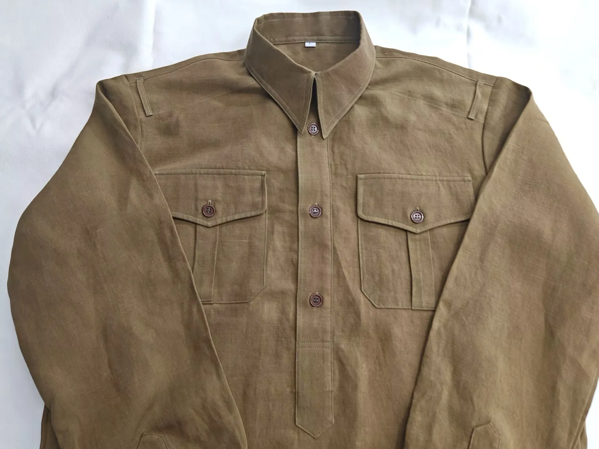 Chemise EMD Tissu en coton Lin gris foncé