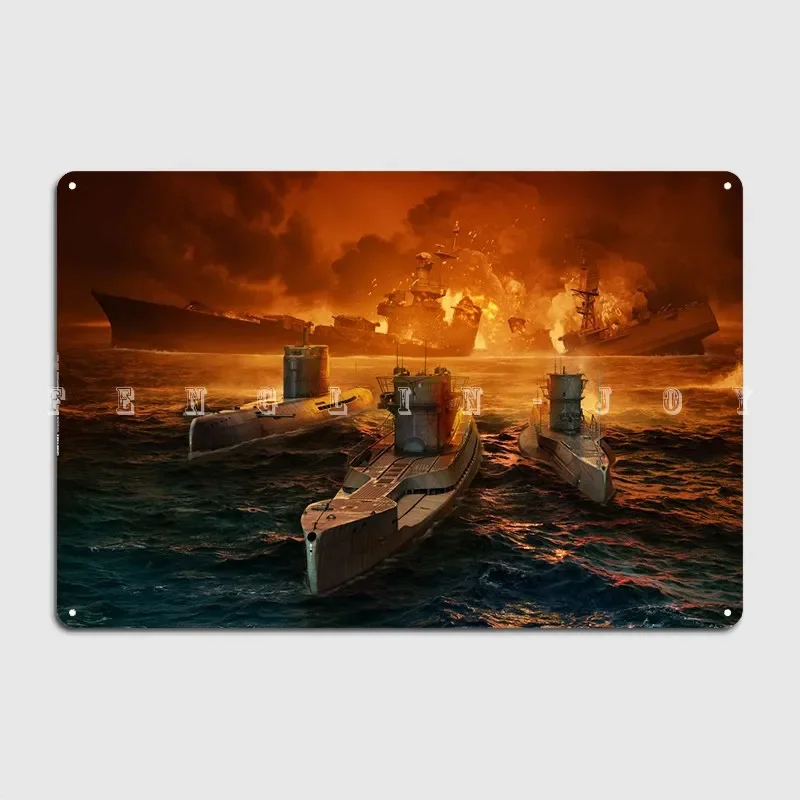 German Submarines Poster Metal Plaque Wall Mural Wall Retro Plaques Tin Sign Poster