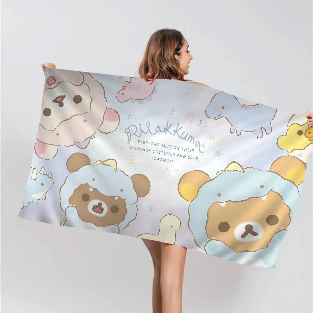 Popular Cute R-rilakkumas bear Big Microfiber Beach Towels Quick Dry Towel Sand Beach Towels Pool for Travel Swim Pool Yoga