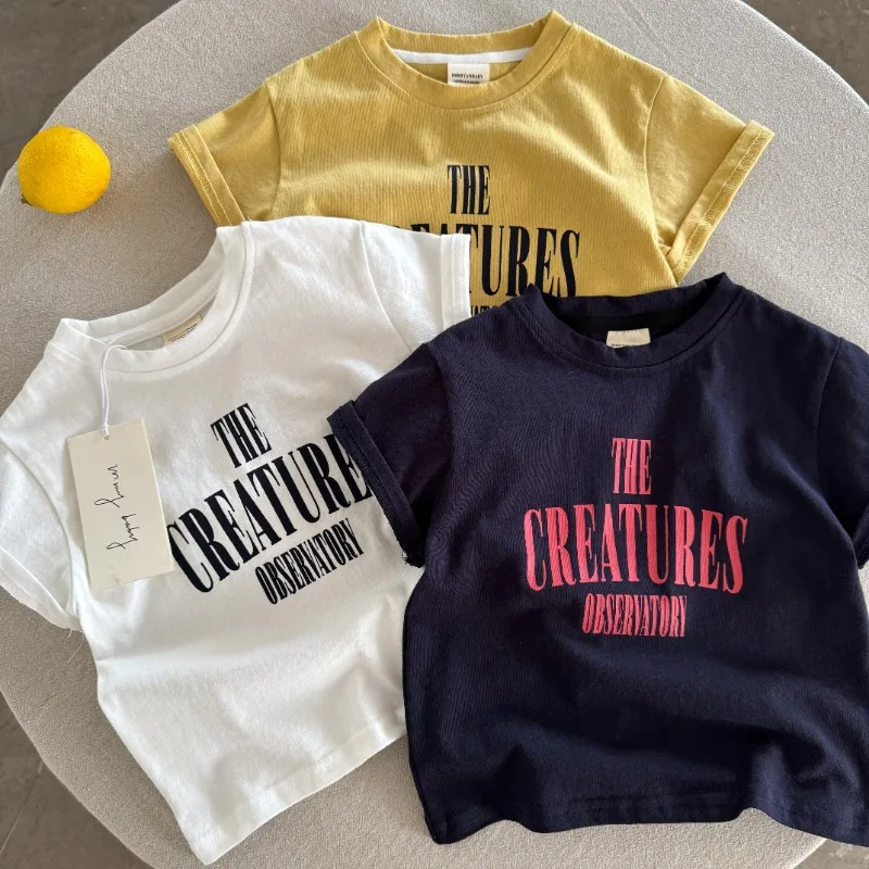 Bellbell Children Short Sleeves 2026 Summer Kids Boy T-shirt Muslin Thin Round Collar 2-8Y Boy Tops Loose Infant Babys Boys Tees