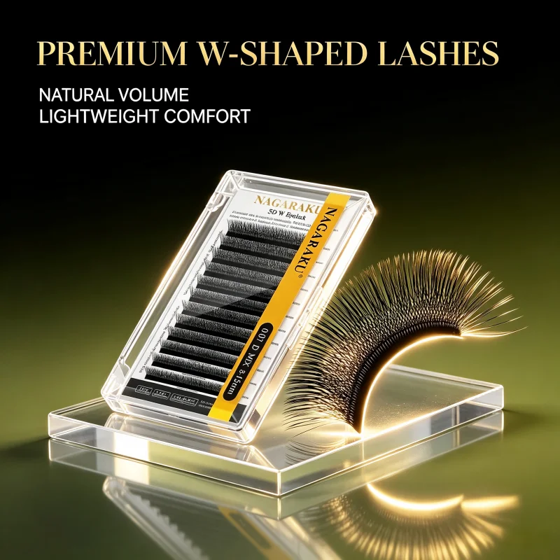 NAGARAKU Automatic Flowering W Shape Bloom 7D  Premade Fans Speed Eyelash Extensions Natural Soft Light Full Dense