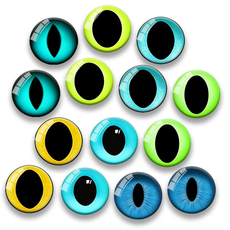 14-teiliges Set Farblich Gemischte Glas-Katzenaugen Realistische Tieraugen DIY Puppen- und Plüschtier-Bastelzubehör – Detail 3