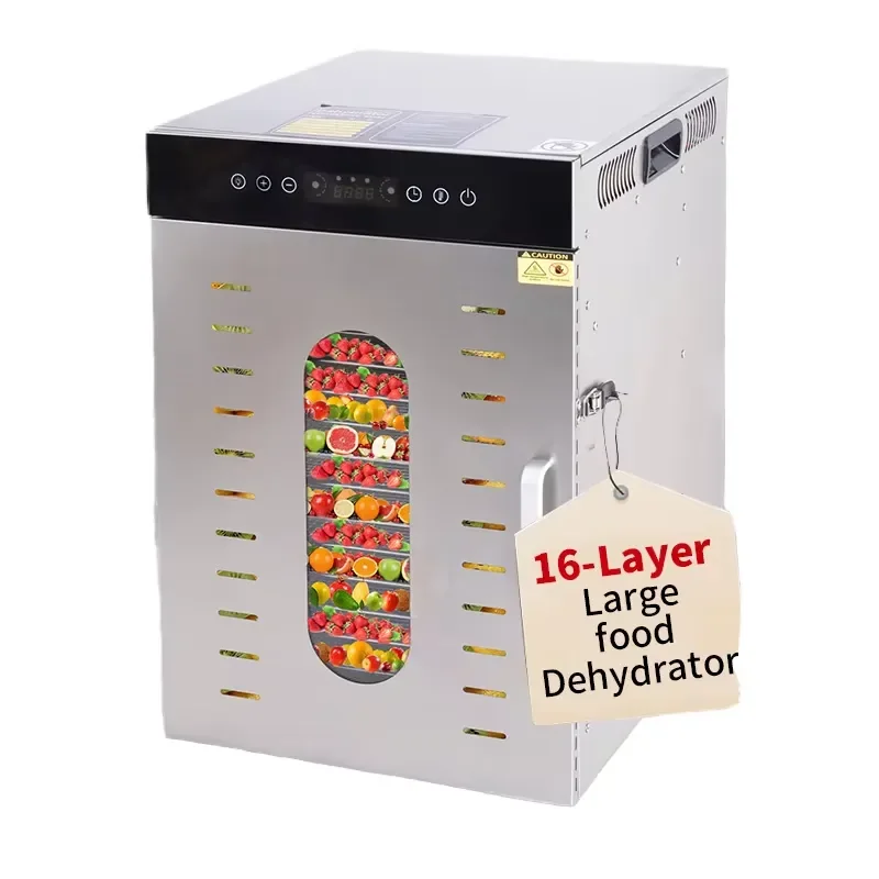 16 Tray Electric Food Dehydrator Stainless Steel Fruit Vegetable Meat Dryer Machine Industrial Household Jerky Maker Oven
