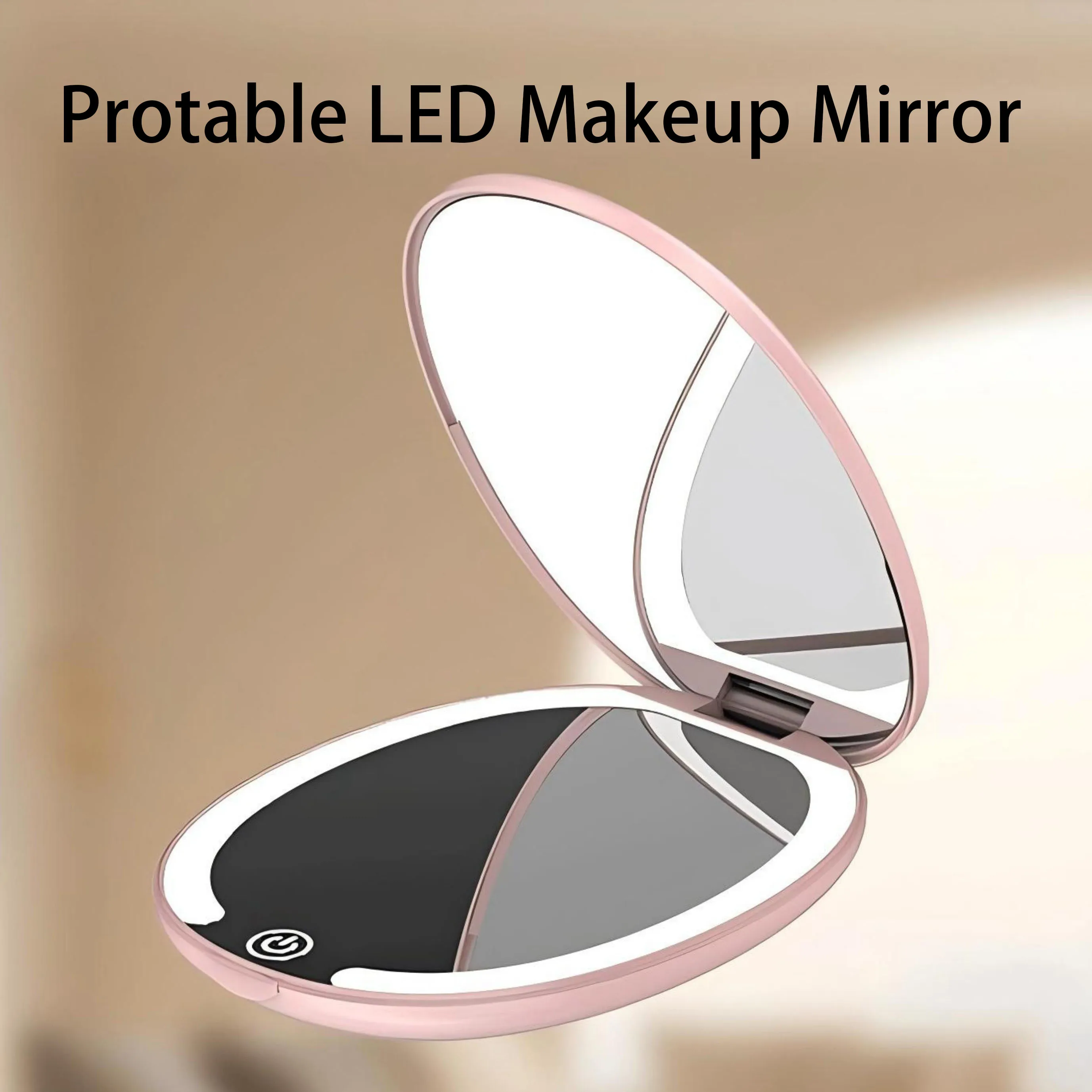 

Protable LED Makeup Mirror Double Sided 5x Magnification 3 Light Modes Dimmable Rechargeable 88g Lightweight Magnetic Design
