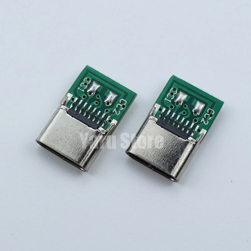 USB Type-C Female Connectors Jack With Dual 5.1K Resistors 16pin USB Electric Terminals Welding DIY Data Cable Support PCB Board