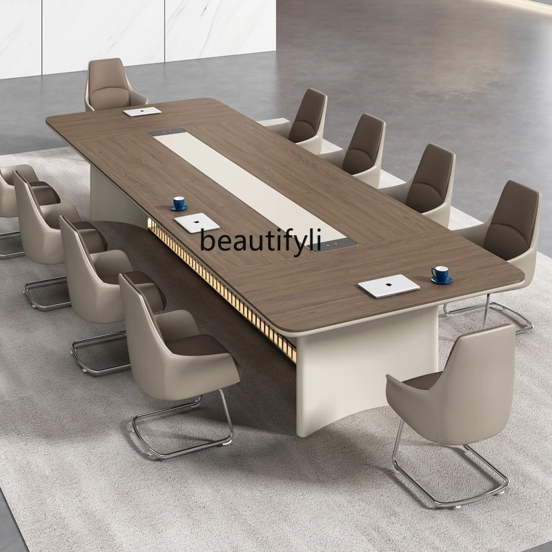 Paint Conference Long Table Large High-End Conference Room Reception Table Simple Modern Office Long Table for Training