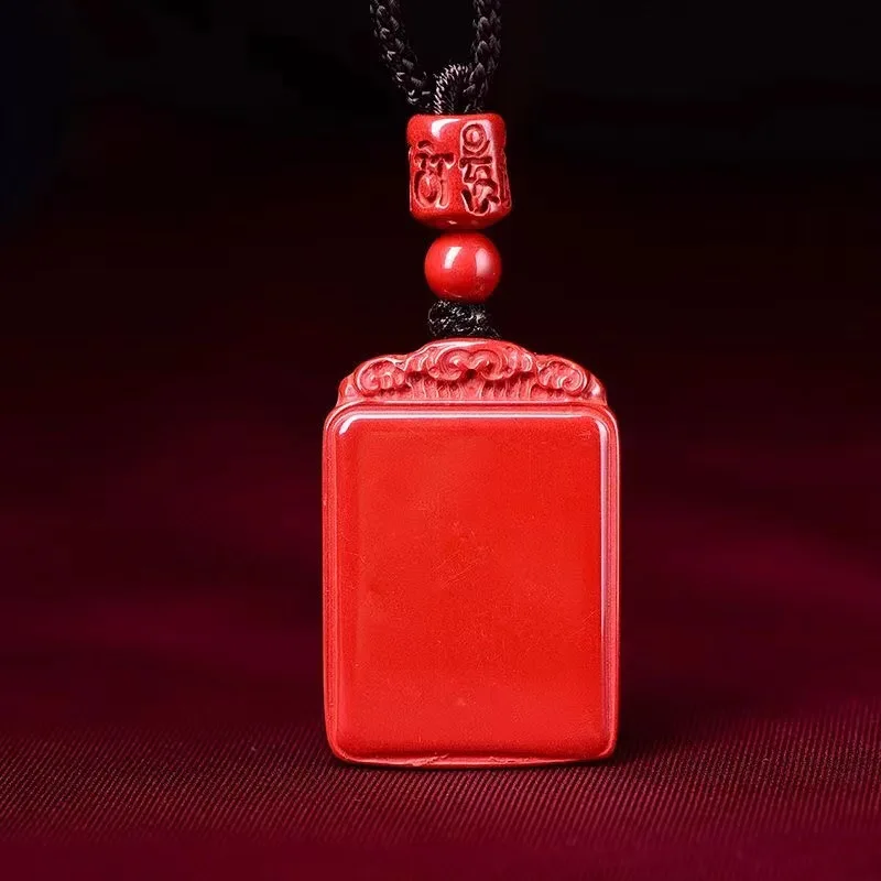 Natural High-content Vermilion Peace and Safety Amulet Necklace for Men and Women Zijinsha Talisman Pendant for The Zodiac Year