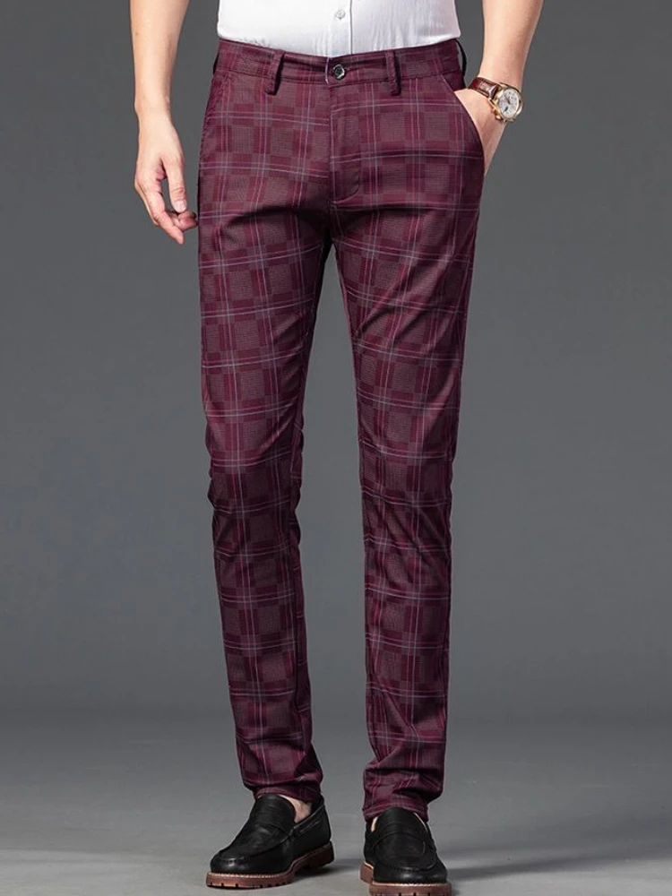

Plaid Slim Fit Man Suits Pants Work Wear Korean Reviews Many Business Classic Fabric Fashion High Quality Suit Trousers for Men
