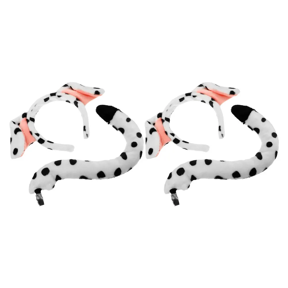 

4pcs Dalmatian Ears Headband Tail Set For Kids Adults Halloween Party Cosplay Birthday Puppy Dog Costume Accessories Dalmatian