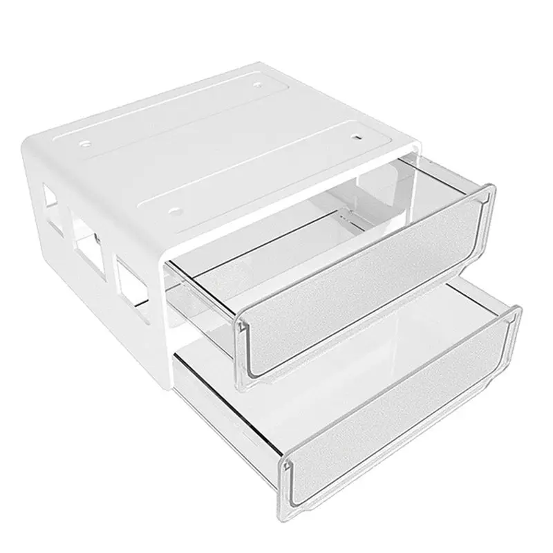 ABFS Under Desk Storage Drawer Slide Out, Hidden Self-Adhesive Organizer, Attachable Drawer Organizer with 2 Layers White