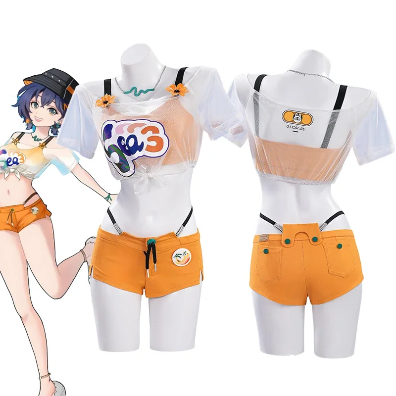 

New Game Zenless Zone Zero Belle Cosplay Costume Girl Bra Shorts Set Summer Swimsuit Bikini Uniform Halloween Carnival Clothes
