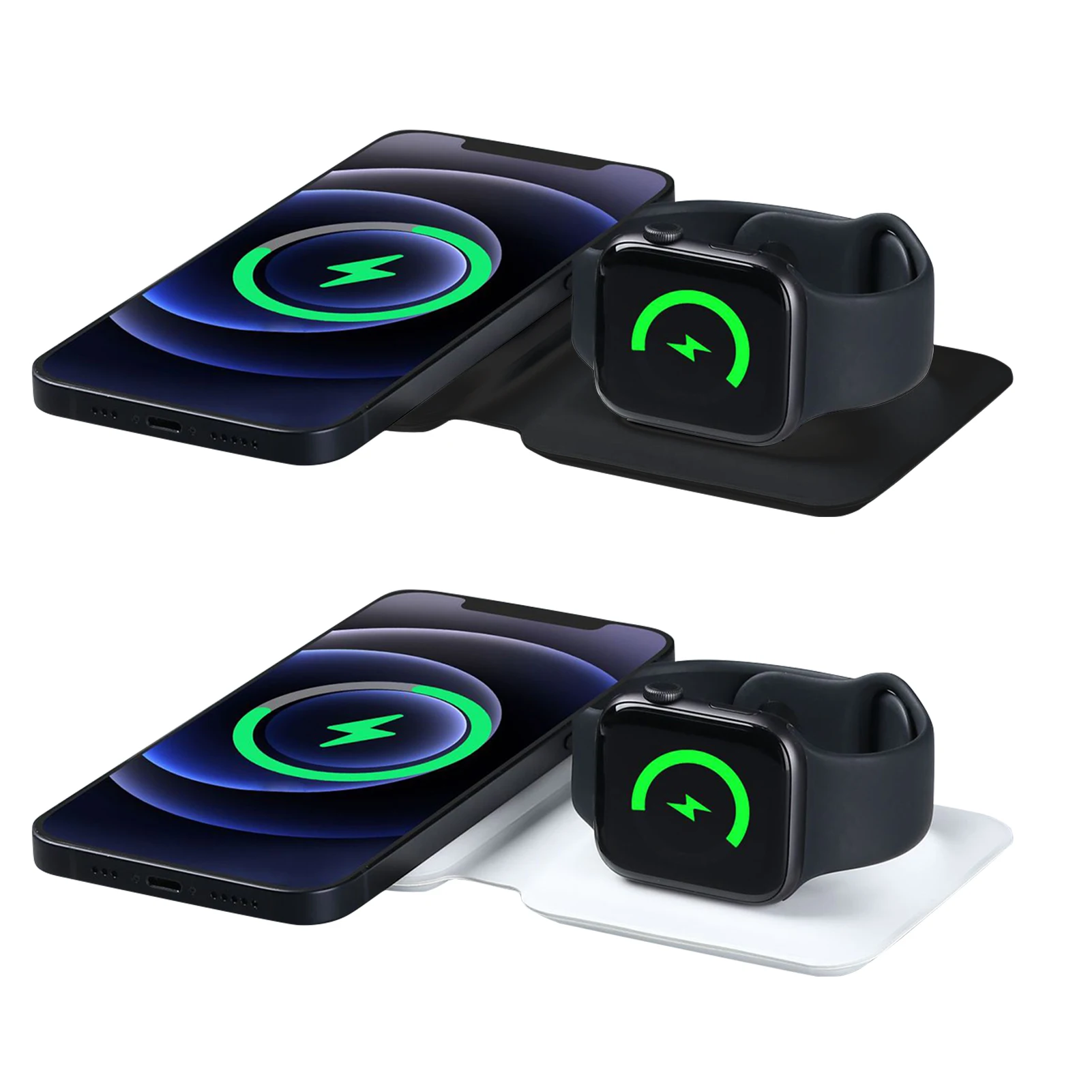 Folding 15W Double Wireless Charger Pad For Iphone 12 Mini 12 Pro Max Fast Charging Dock Station For AirPods Apple Watch 2 3 4 5