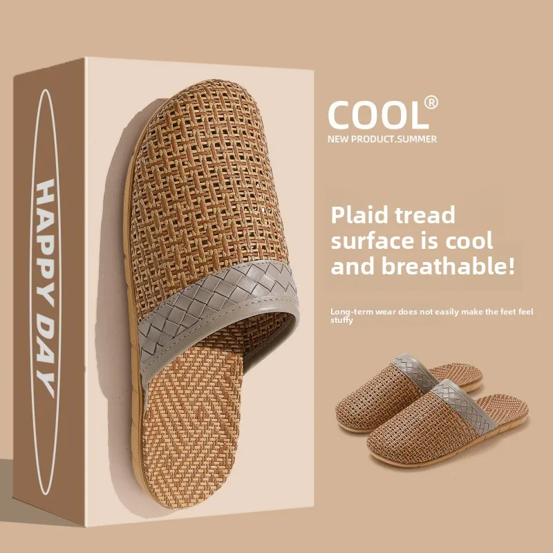 Linen Slippers Women Breathable Sweat Absorbent Non Slip Soft Sole Four Seasons Indoor Home Sandals Casual Comfortable Footwear