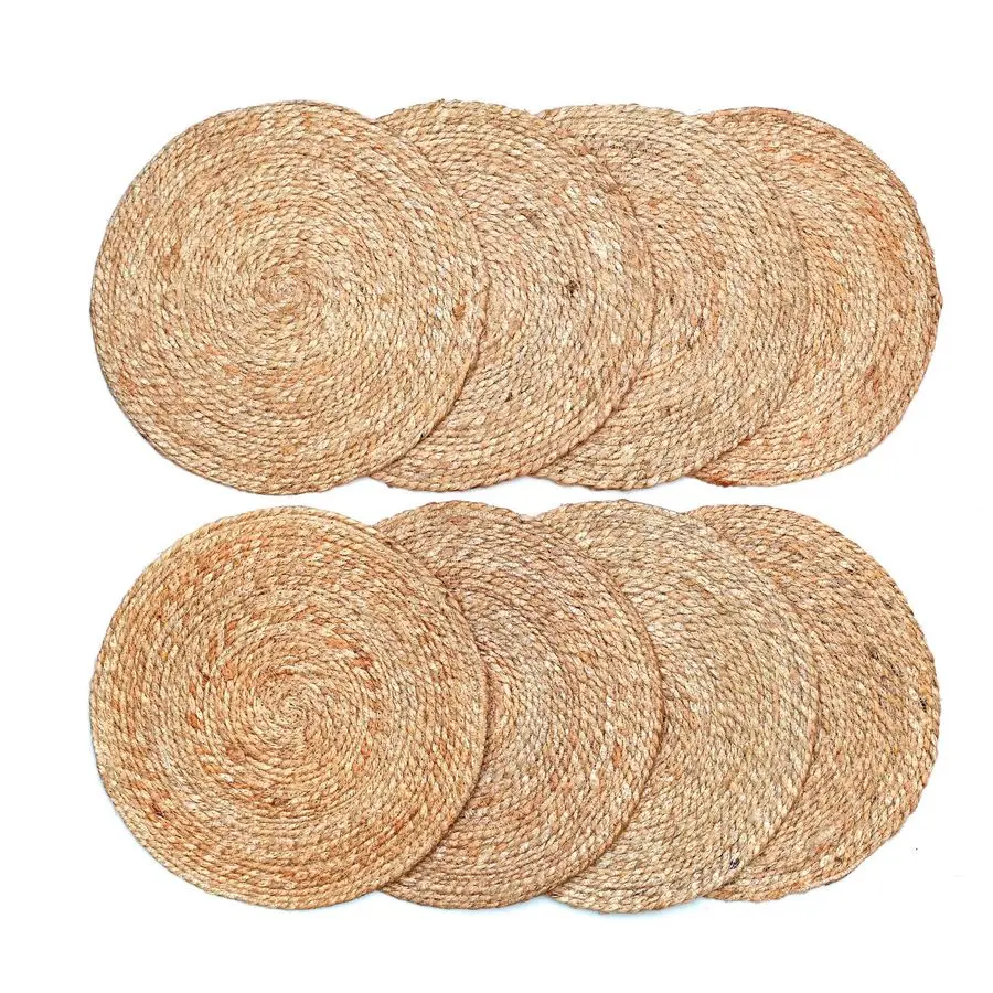

Natural Round Jute Rope Placemats Set of 8, 100 Handmade 13 Inch Woven Place Mats, Multipack Boho Farmhouse Rustic Wicker Table