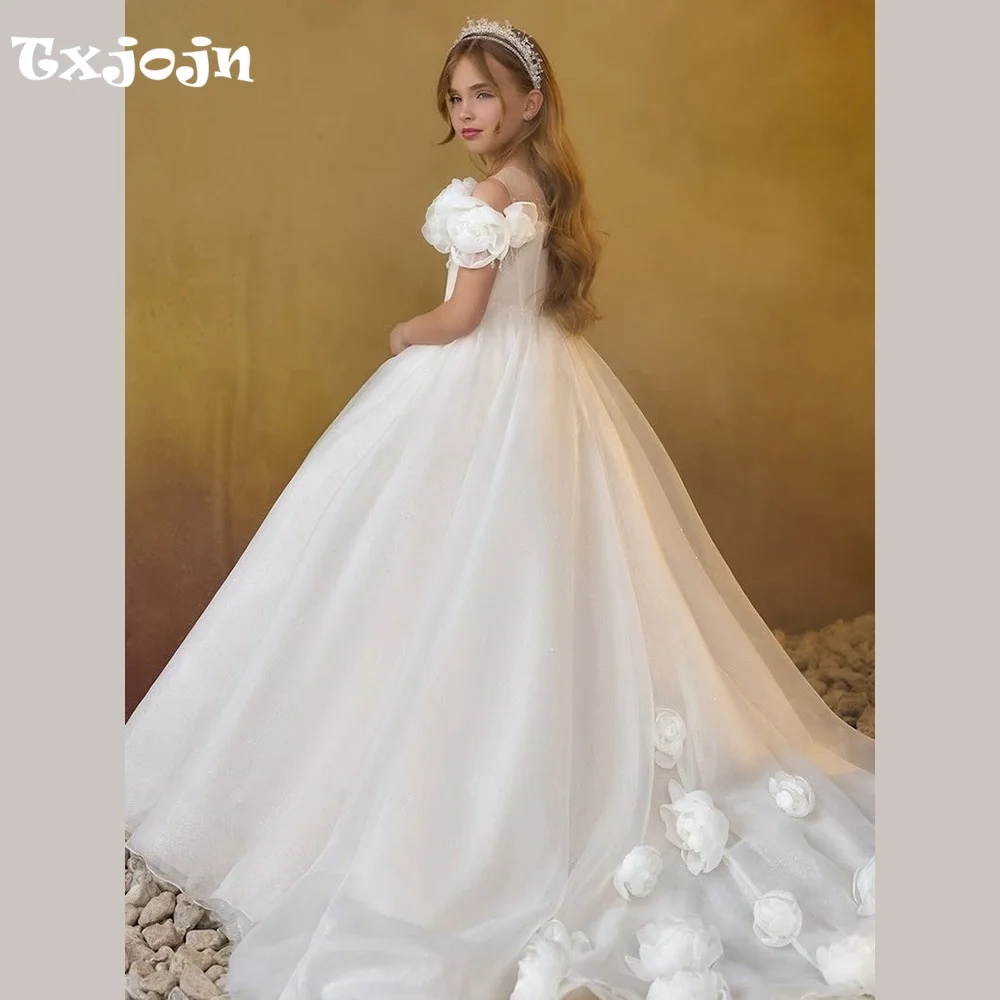 Girl's Ball Gown 3D Flower Girl Wedding Christmas Princess Dress Child Vestido Piano Performance Birthday Party Clothes 3-16Y
