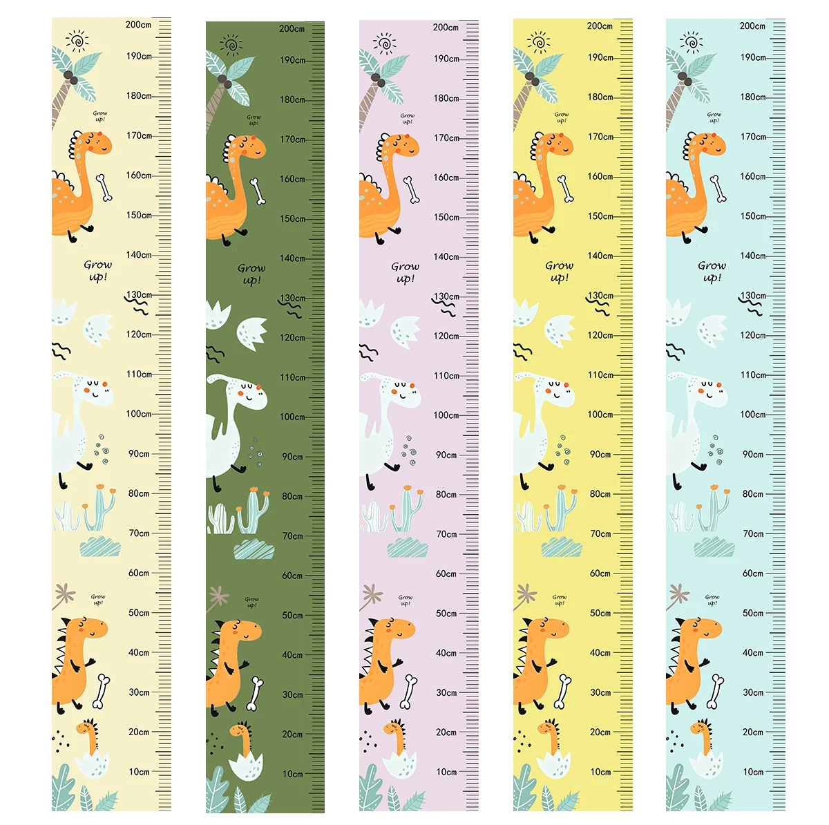 Baby Nursery Room - Cartoon Cactus Dinosaur Height Measuring Chart