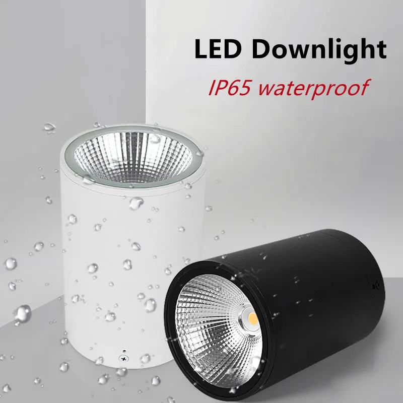 IP65 Waterproof LED Ceiling Downlights COB 7W 12W 18W Outdoor Balcony Bathroom Surface Mounted Kitchen Spot Lighting Fixtures