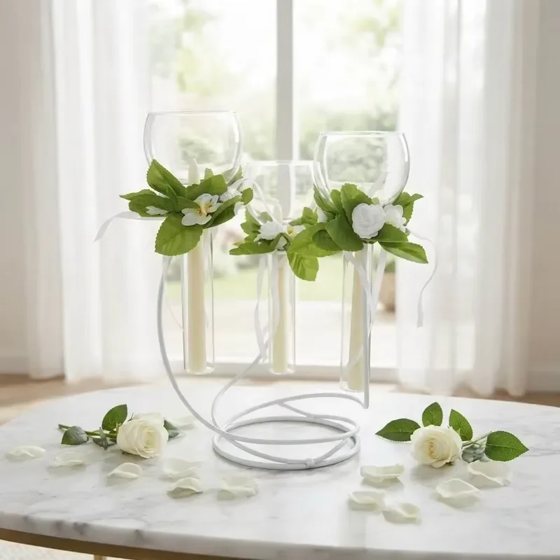 White Metal Candle Holder for Wedding Decoration Gifts Home Table Ornaments