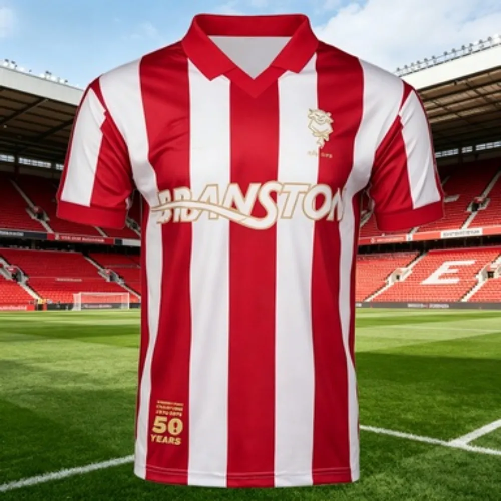 2026 Lincoln City Football Retro Football Jersey,Sponsored By Branston,50th Anniversary,Men's Short Striped Football Jersey