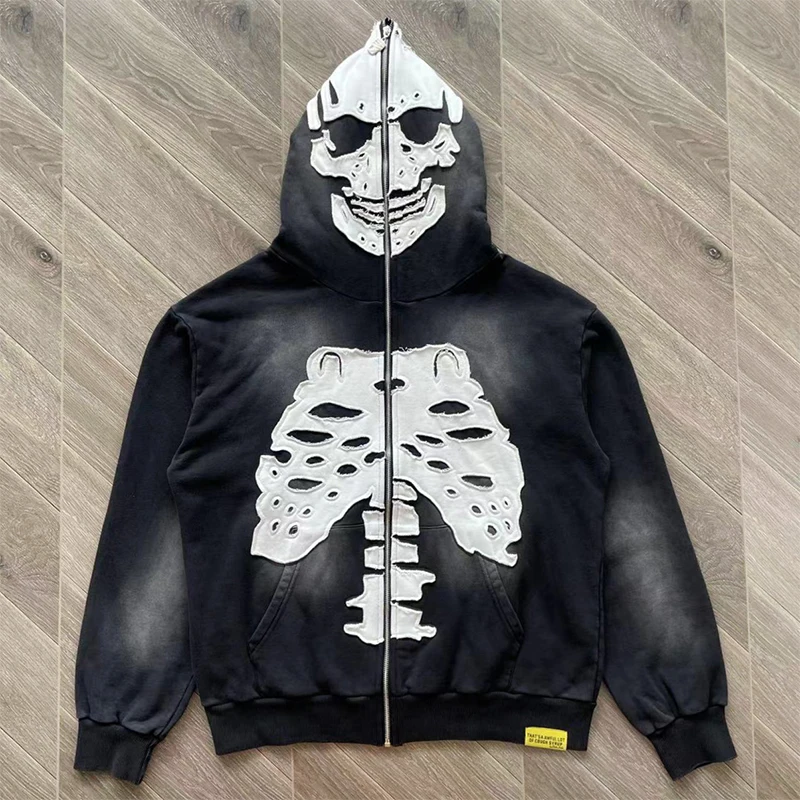 

Zipper That's A Awful Lot of Cough Syrup Hoodie Skulls Embroidery Hole Patch Sweatshirts Men Women High Quality Loose Pullovers