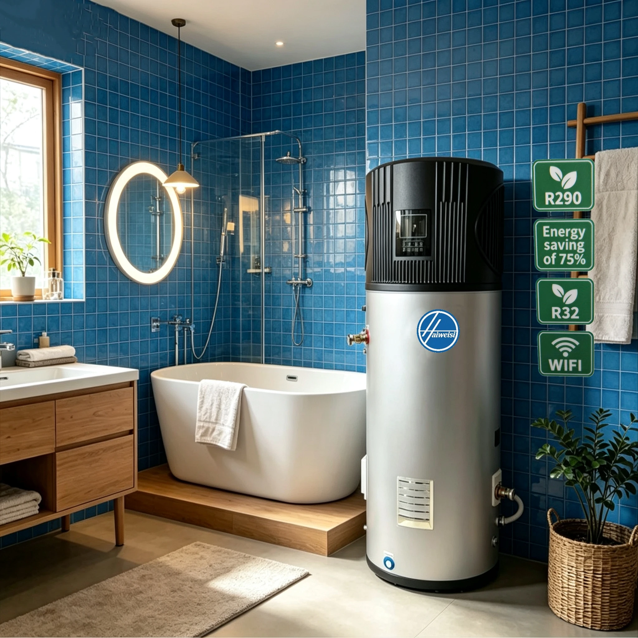 R290 200L Electric Outdoor High Efficiency App-Controlled Intelligent Temperature Control Metal Air Source Heat Pump Household