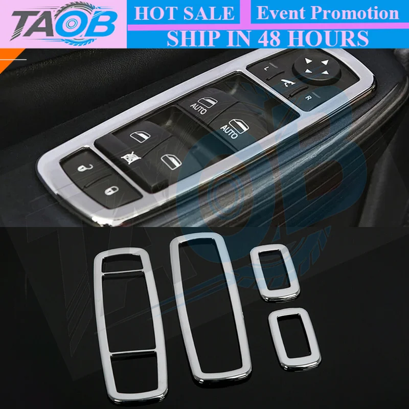 4pcs For Jeep Cherokee KL 2014 15 16 17 2018 ABS Chrome Car Armrest Door Window Glass Lift Switch button frame Panel Cover trim