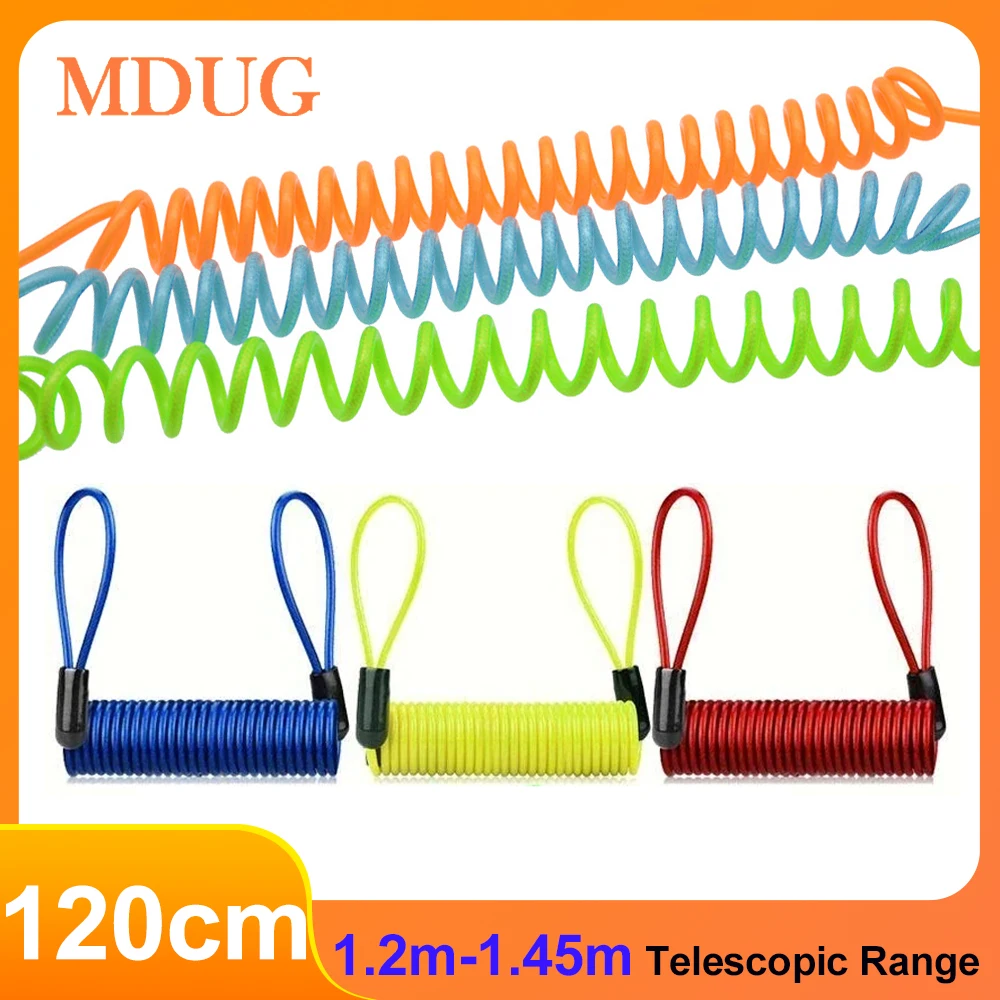 120cm Disc Lock Reminder Cable Lock Anti-Theft Rope Alarm Disc Lock Spring Cable Security Reminder Motorcycle Spring Cable Lock