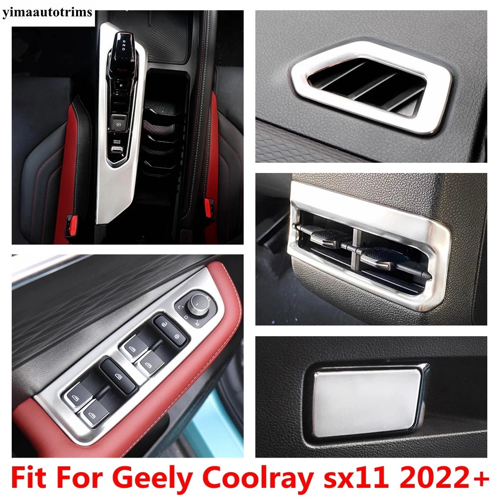 

Gear Shift Panel / Rear Air AC Vents / Window Lift / Glove Box Cover Trim For Geely Coolray sx11 2022 2023 Silver Accessories