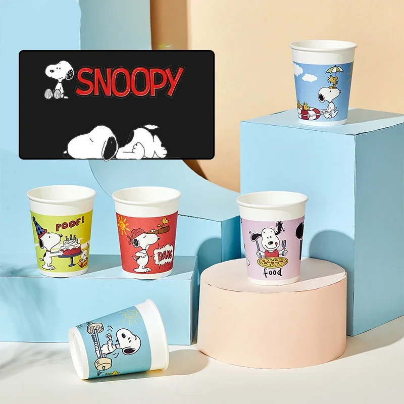 50PCS Snoopy Party Disposable Paper Cups Juice Cup DIY Decoration Baby Shower Kids Birthday Wedding Picnic Tableware Supply Cute