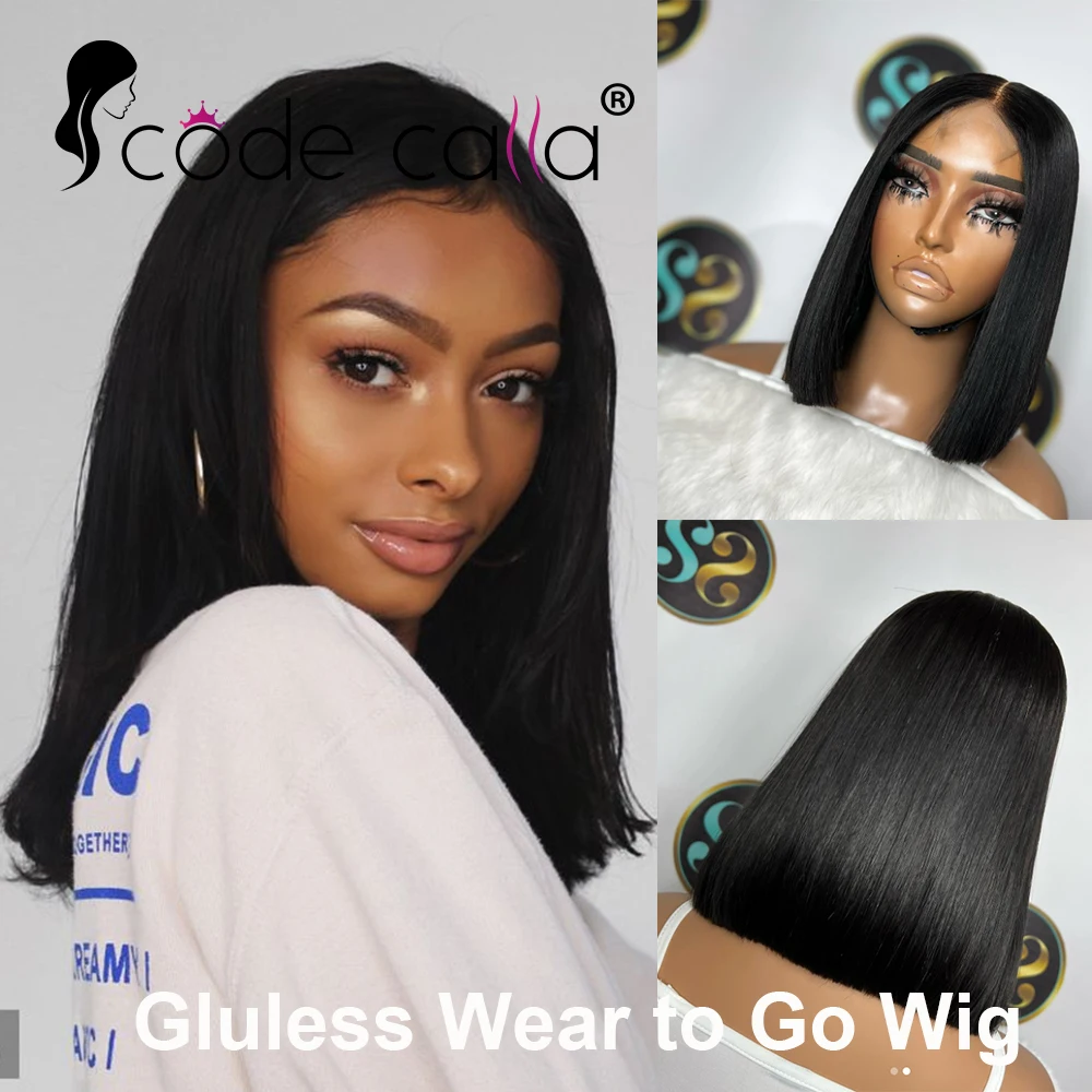 

6X4 Lace Front Human Hair Wig Transparent Lace Frontal Wigs For Black Women Short Bob Wig Glueless Remy Straight Natural Wig