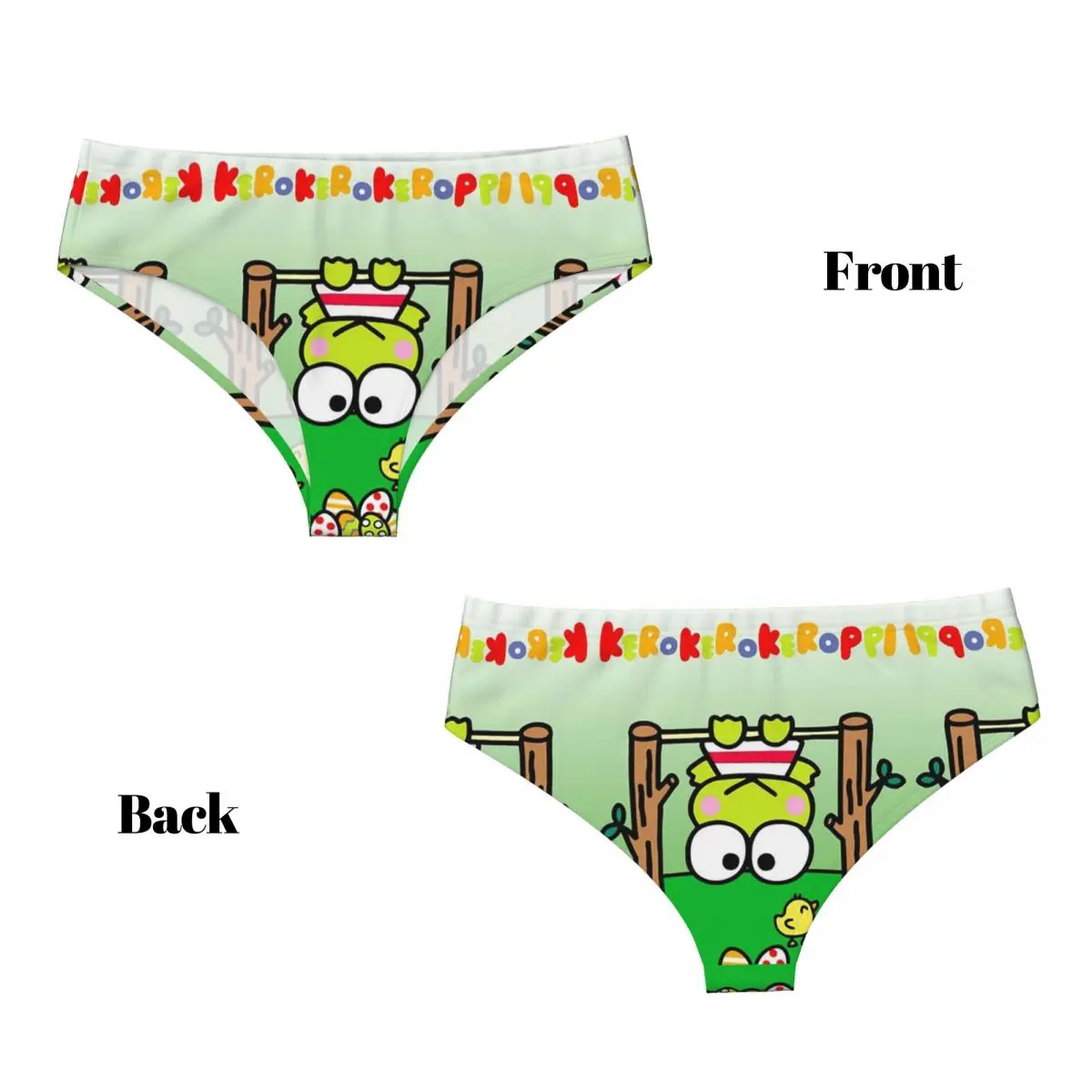 Custom Keroppi Fun Briefs Underwear Women Breathable Stretch Kawaii Cute Panties