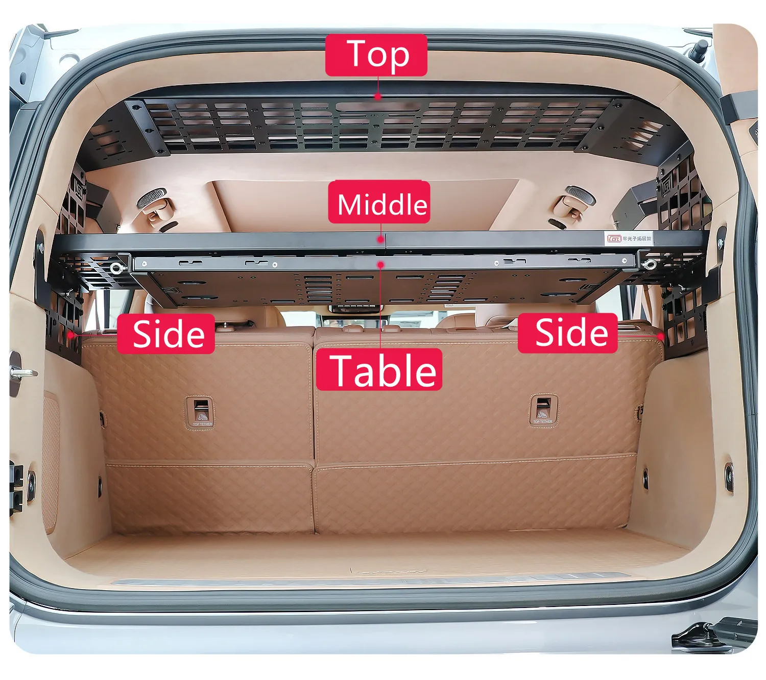 

Модульная панель-органайзер для Dongfeng M-Hero 817 MHERO 2 2025: Модификация заднего багажника, полка для хранения, система Molle