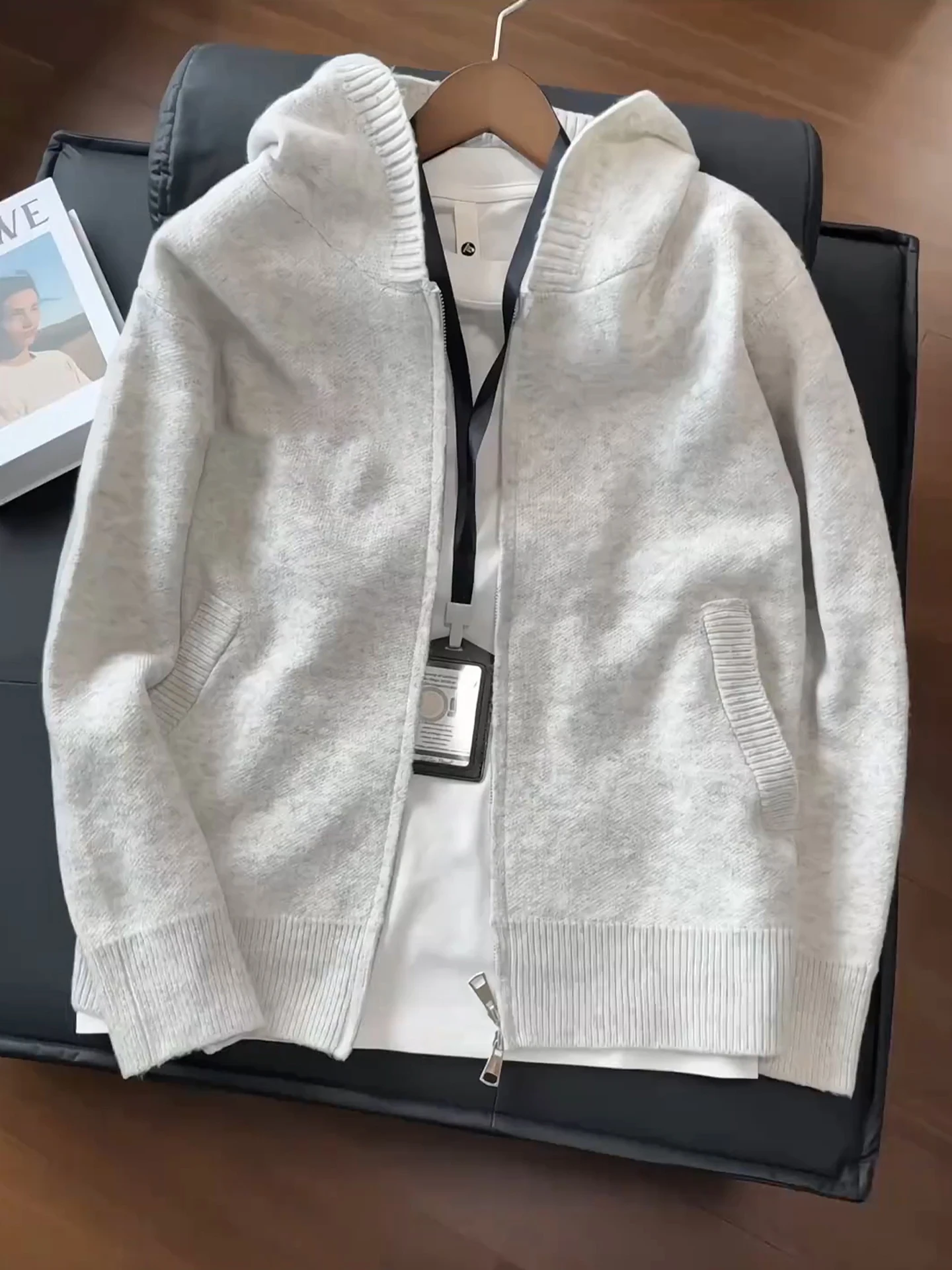 

Cleanfit мужской винтажный вязаный кардиган в американском стиле с капюшоном и открытой рубашкой свободного кроя осенняя одежда удобный мягкий длинный све