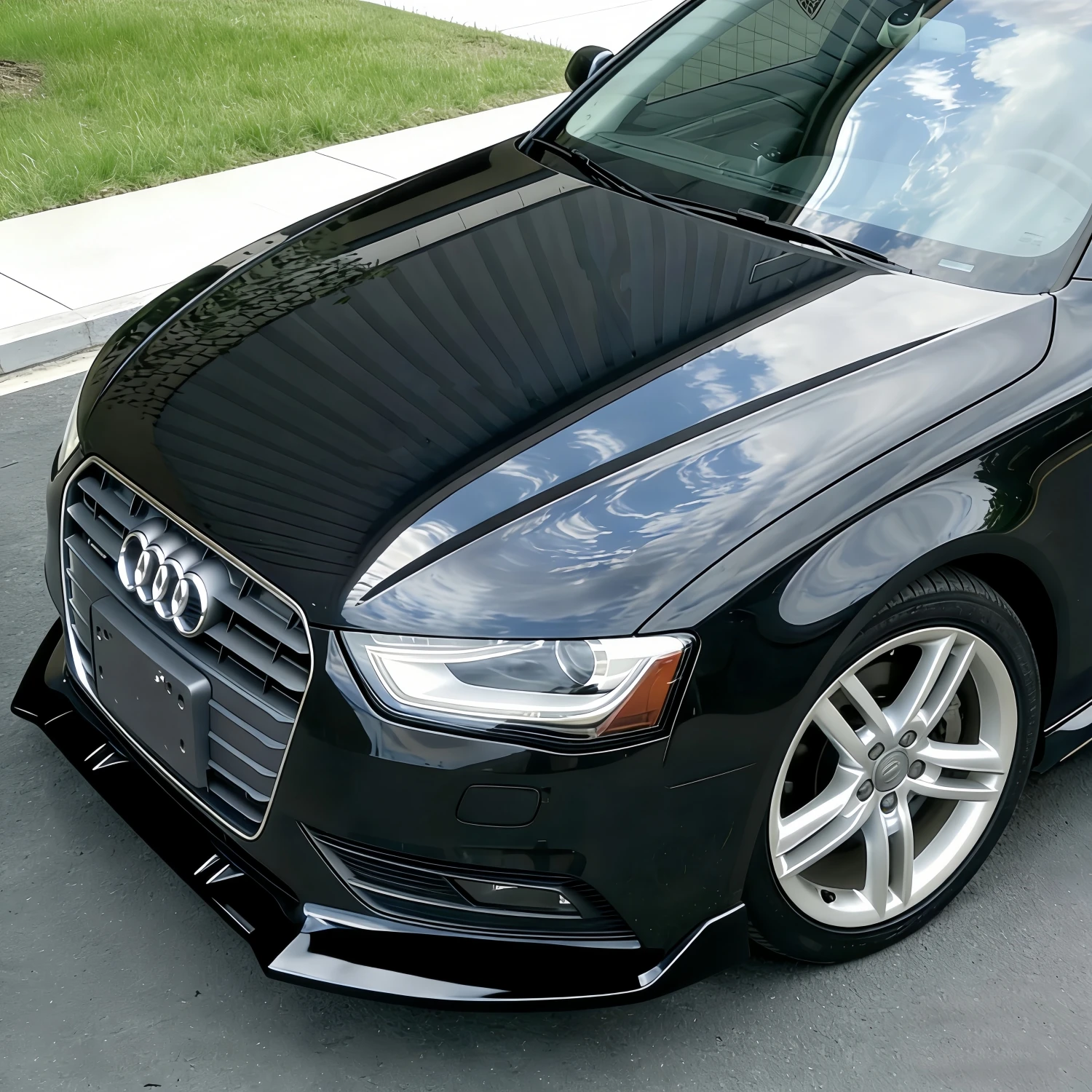 

Комплект из 3-х сплиттеров переднего бампера для Audi A4 B8.5 Facelift S-line Standard Saloon Avant 2013-2016, глянцевый черный, тюнинг-комплект