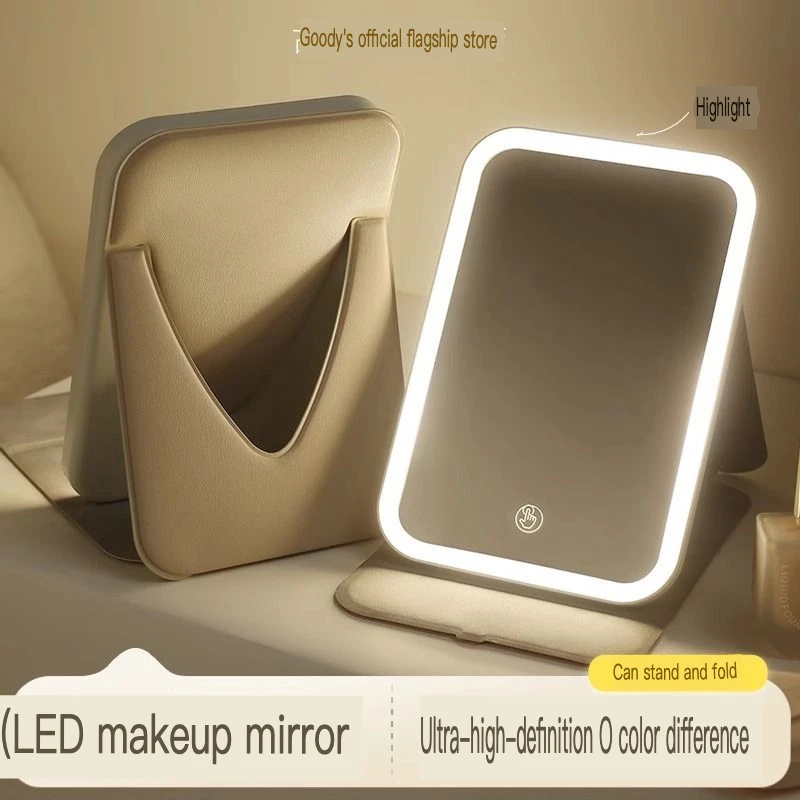 

Gudi LED Mirror With Light, Portable Desktop Folding Makeup Fill Light Mirror, Ultra High Definition