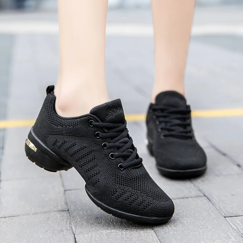 Women's Breathable Mesh Dance Shoes, Non-Slip Rubber Sole Jazz Sneakers Modern Square Dancing 2320