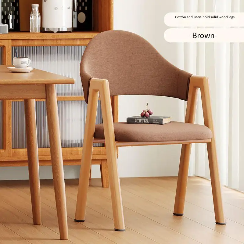 Solid Wood Dining Chair Household Kitchen Backrest Chair Modern Simple Bedroom Makeup Stool Ergonomic Design Armchair Furniture