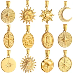 Moon/Sun/Starry Charms Stainless Steel Virgin Mary Dangle Pendants for Jewelry Making Diy Necklace Bracelet Earring Accessories