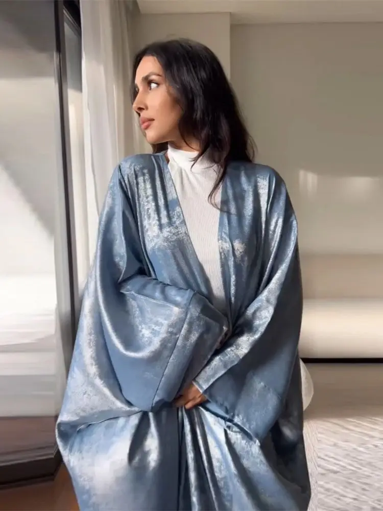 Abrigo tipo kimono abierto Eid Dubai, Abaya de lujo con alas de murciélago, vestidos modestos 2024 musulmán para mujeres, ropa islámica, bata Kebaya