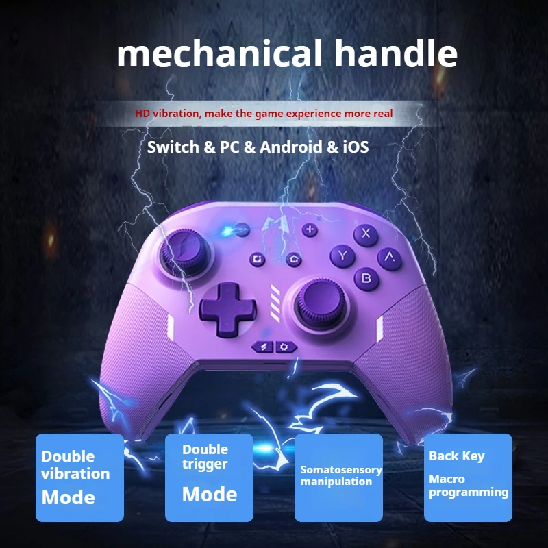 

Bluetooth Game Controller Hall Trigger Vibration Mode Rgb Light Effect Suitable For Entertainment Of Electronic Game Players