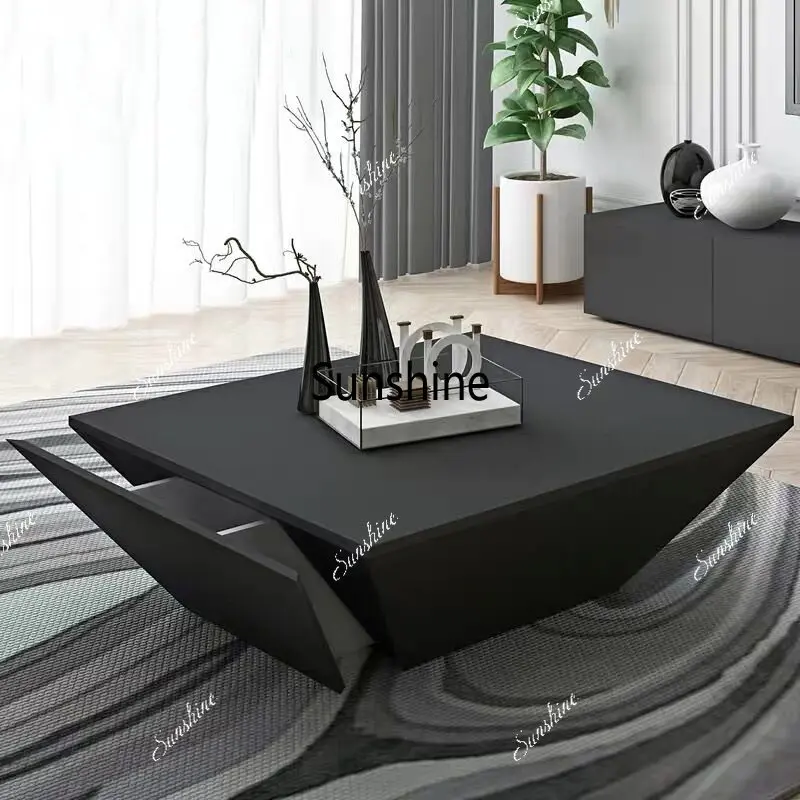 Nordic coffee table, square living room coffee table, piano paint coffee tea table