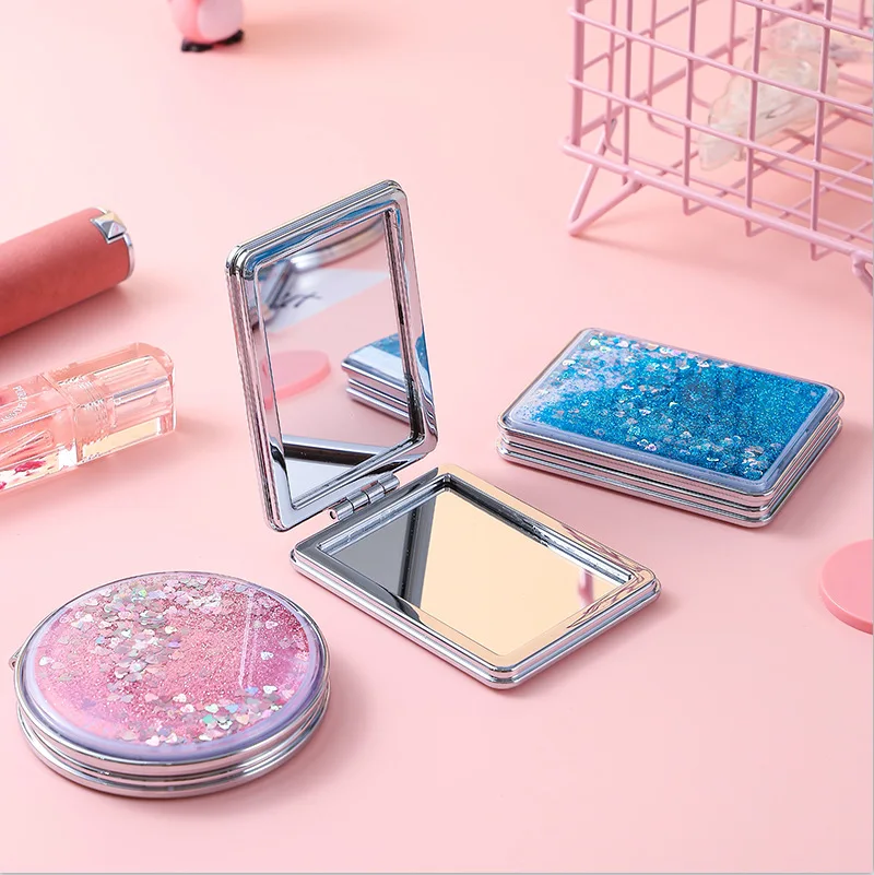 กระจกแต่งหน้าไวรัลรูปนาฬิกาทรายสร้างสรรค์, กระจกพกพาสองด้านการ์ตูนน่ารักสําหรับเด็กผู้หญิง, ของขวัญที่ละเอียดอ่อน