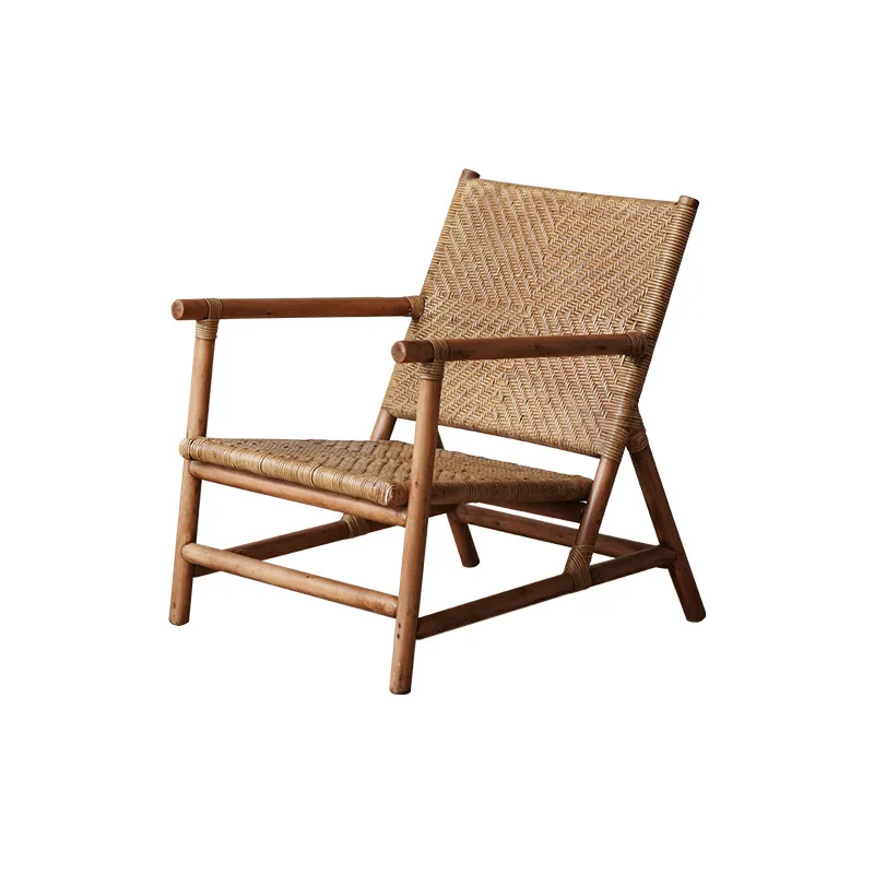 

Indonesian real rattan armchair home living room balcony back chair simple single sofa lazy designer recliner