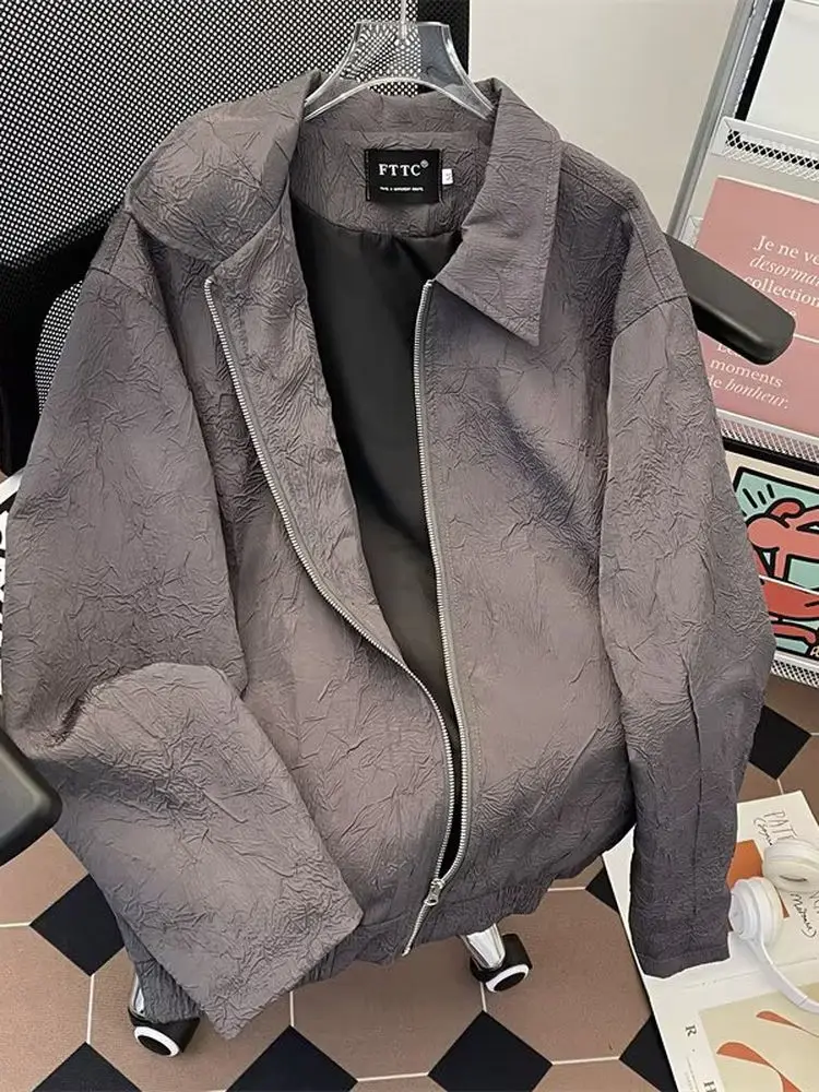 

Новая модная мужская куртка с воротником на молнии, повседневная бейсбольная куртка в стиле ретро в японском стиле из полиэфирного волокна, длинная одежда для отдыха